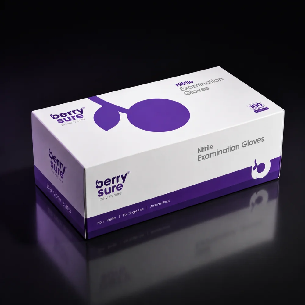 BerrySure nitrile examination gloves, 100-count dispenser box
