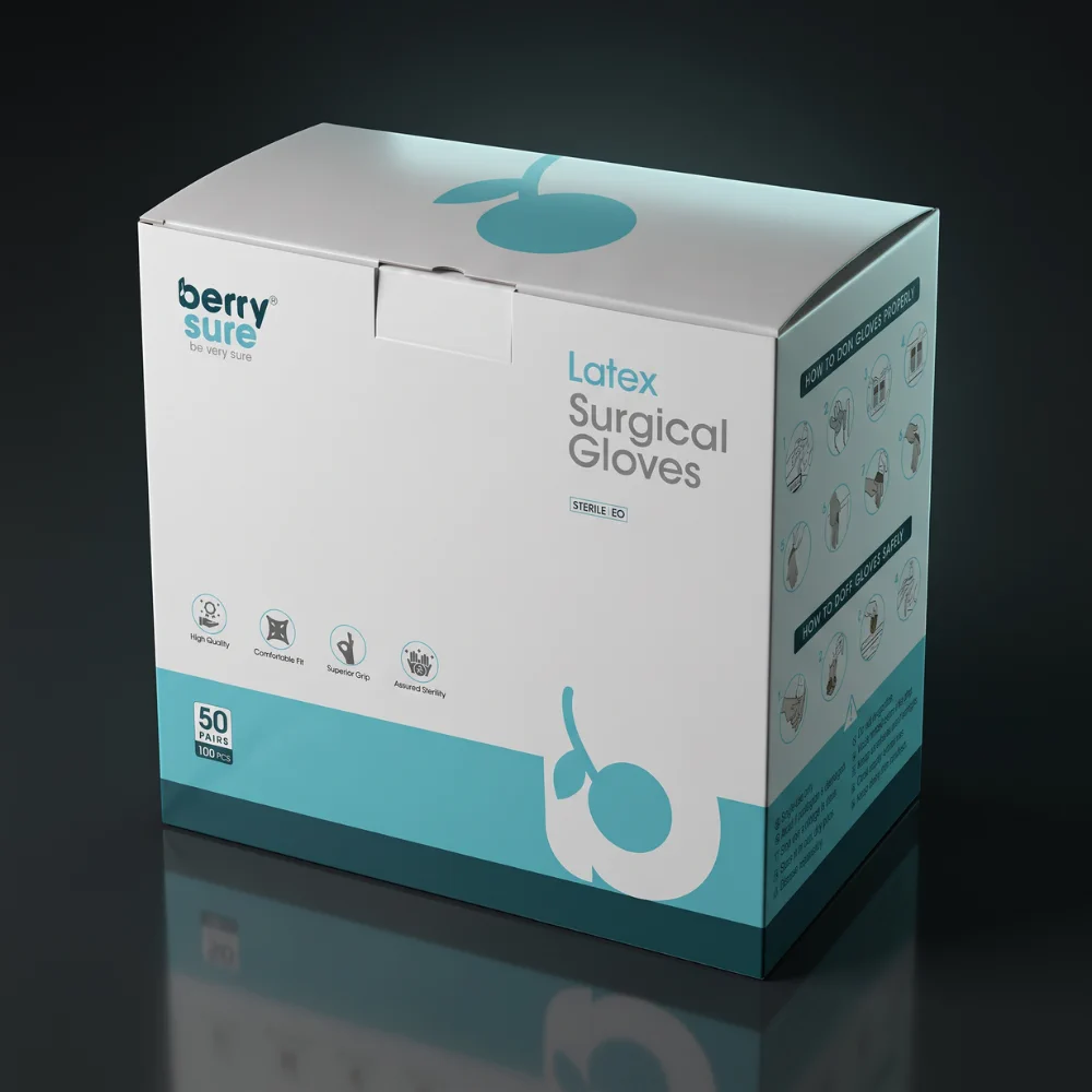 BerrySure latex surgical gloves, 50-pair carton
